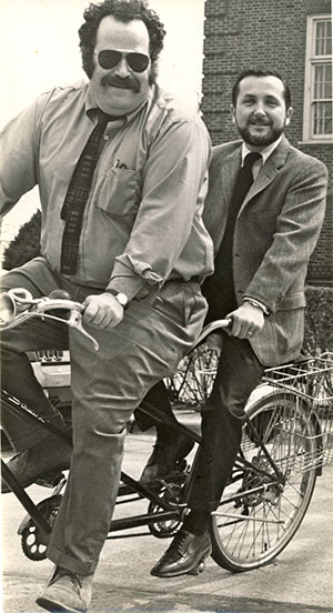 Ziff and Carey on tandem bike