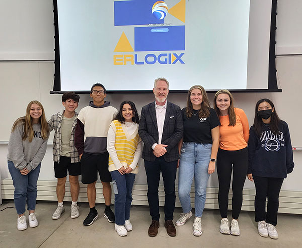 Mike Wychocki with advertising students