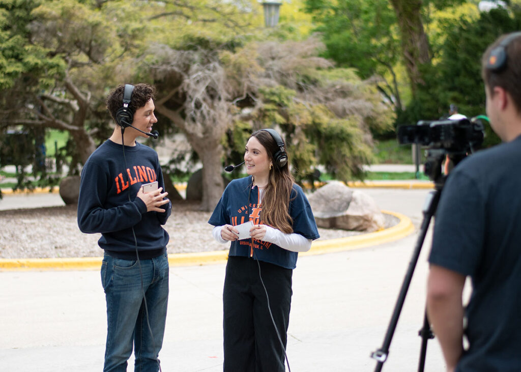 Journalism students doing remote broadcast
