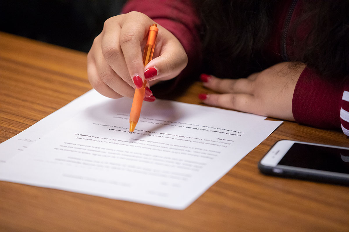 Student editing story