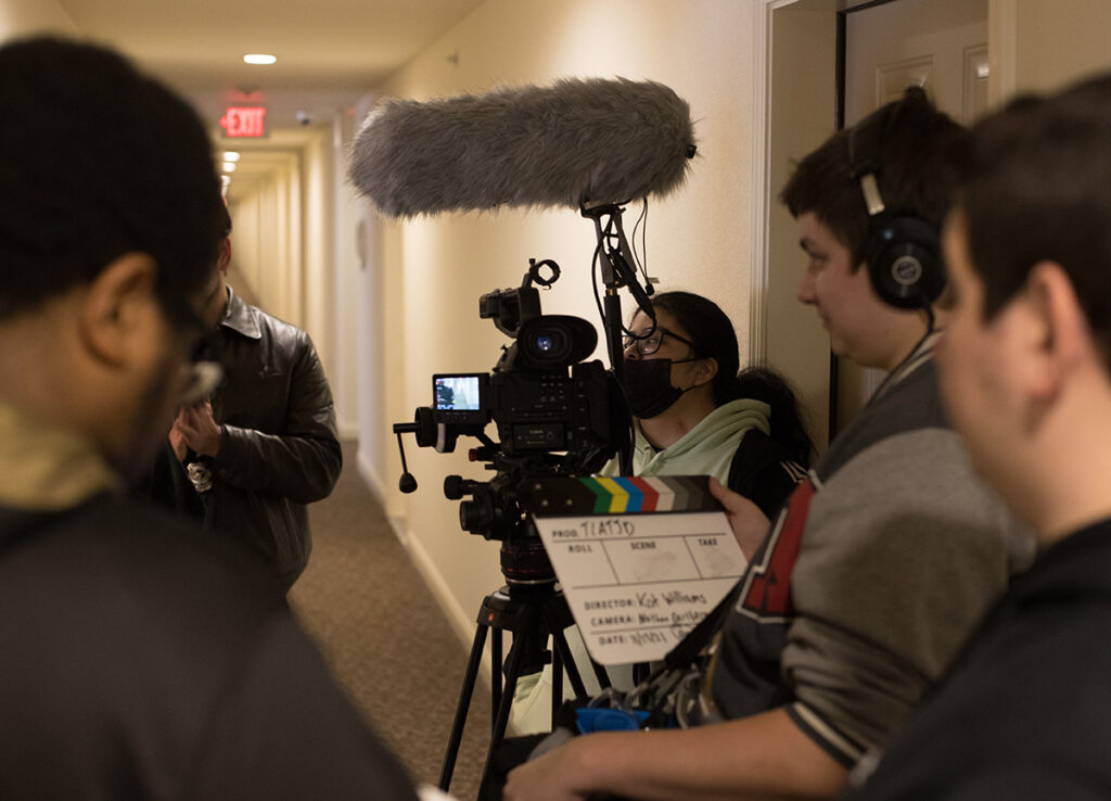 Cinematography and Sound Design class using equipment