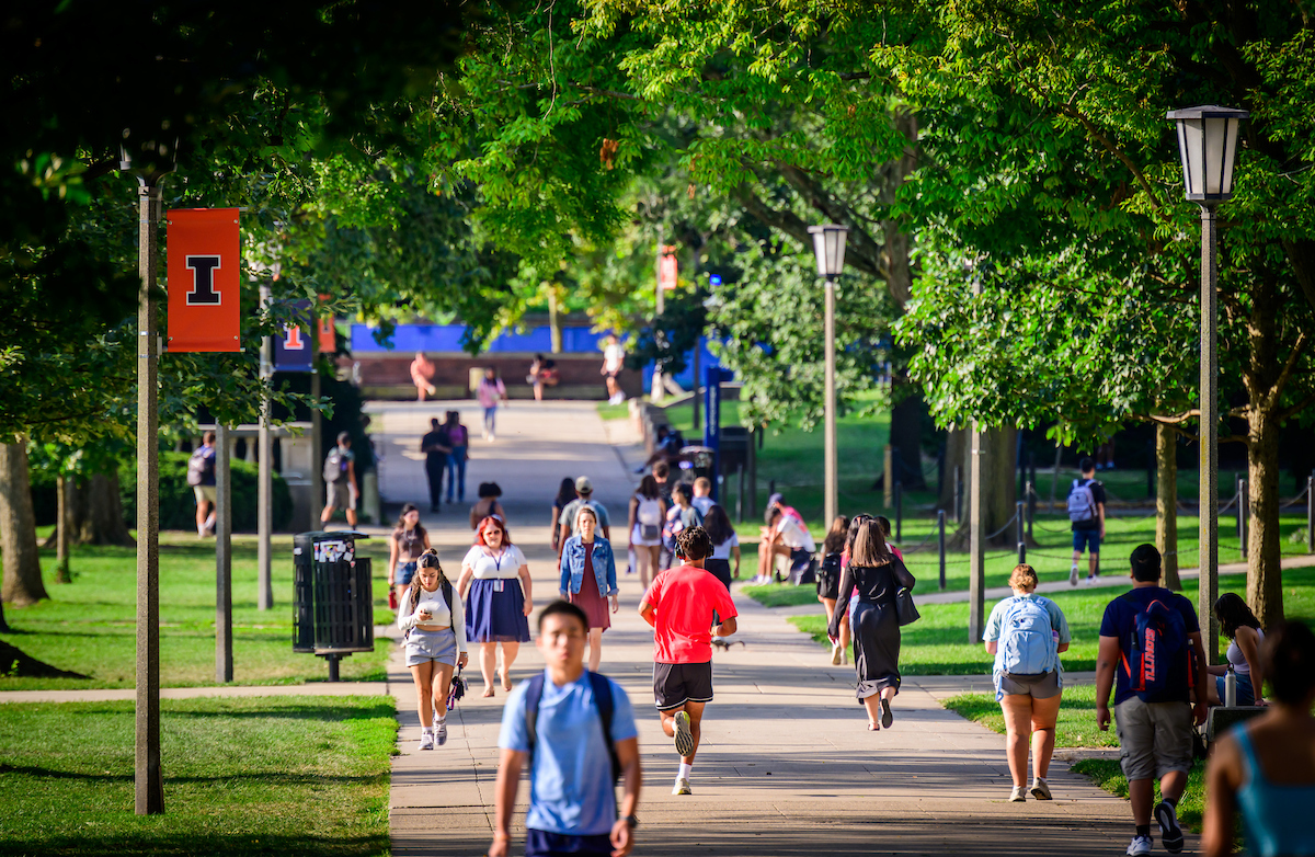 Students walking on Quad