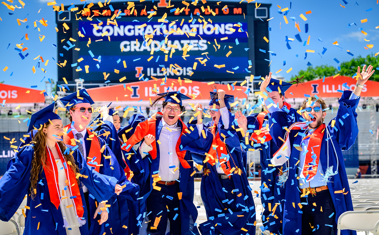 Commencement with confetti