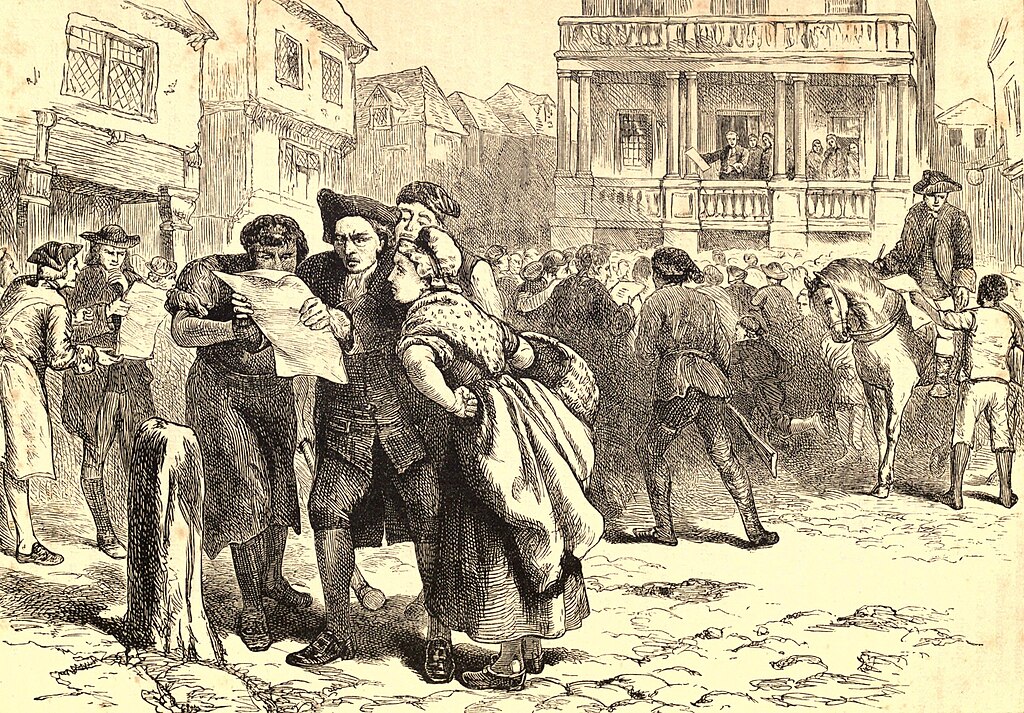 Bostonians reading the Stamp Act in 1765
